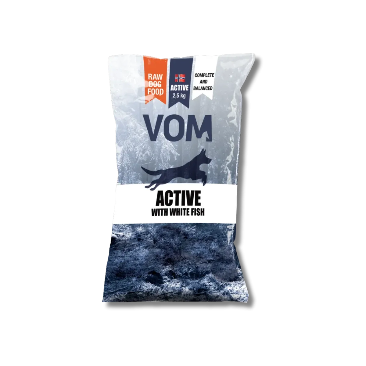 VOM Active Valkoisella kalalla 4 x 2,5 kg, raakaruokapullat