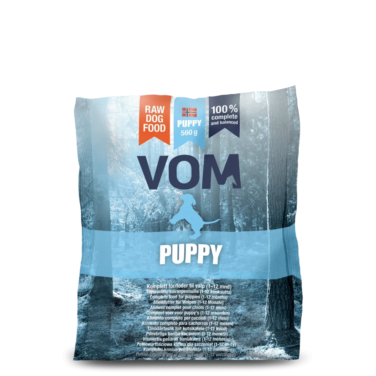 VOM Puppy täysravinto 560 g, raakaruokapullat koiranpennuille