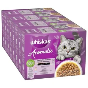 Whiskas 1+ Aromatic Selection 48 x 85 g mix kastikkeessa