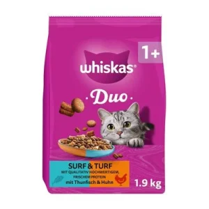Whiskas 1+ Duo Surf & Turf tonnikala & kana 1,9 kg