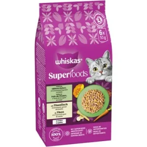 Whiskas 1+ Superfoods -sekavalikoima hyytelössä 6 × 50 g kananmaksa & tonnikala