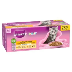 Whiskas Junior -pussit 40 x 85 g siipikarjaa hyytelössä (4 makua)