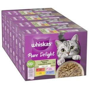 Whiskas Pure Delight Pouches 144 x 85 g monen maun ragu hyytelössä