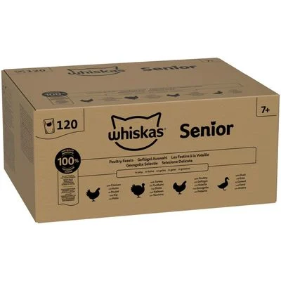 Whiskas Senior -pussit 120 x 85 g siipikarjavalikoima hyytelössä