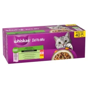 Whiskas Tasty Mix 40 x 85 g Chef's Choice kastikkeessa (4 makua)