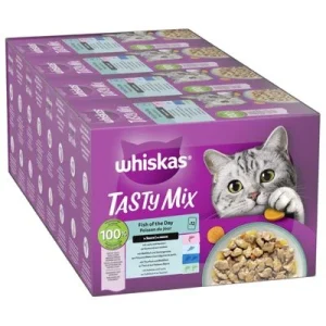 Whiskas Tasty Mix Pouches -lajitelma 144 x 85 g Fish of the Day in Sauce