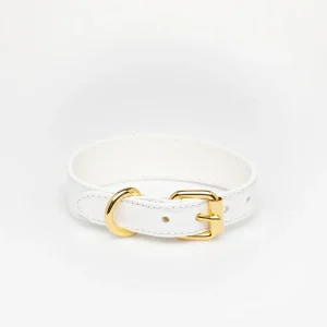 White Croco Dog Collar Thin