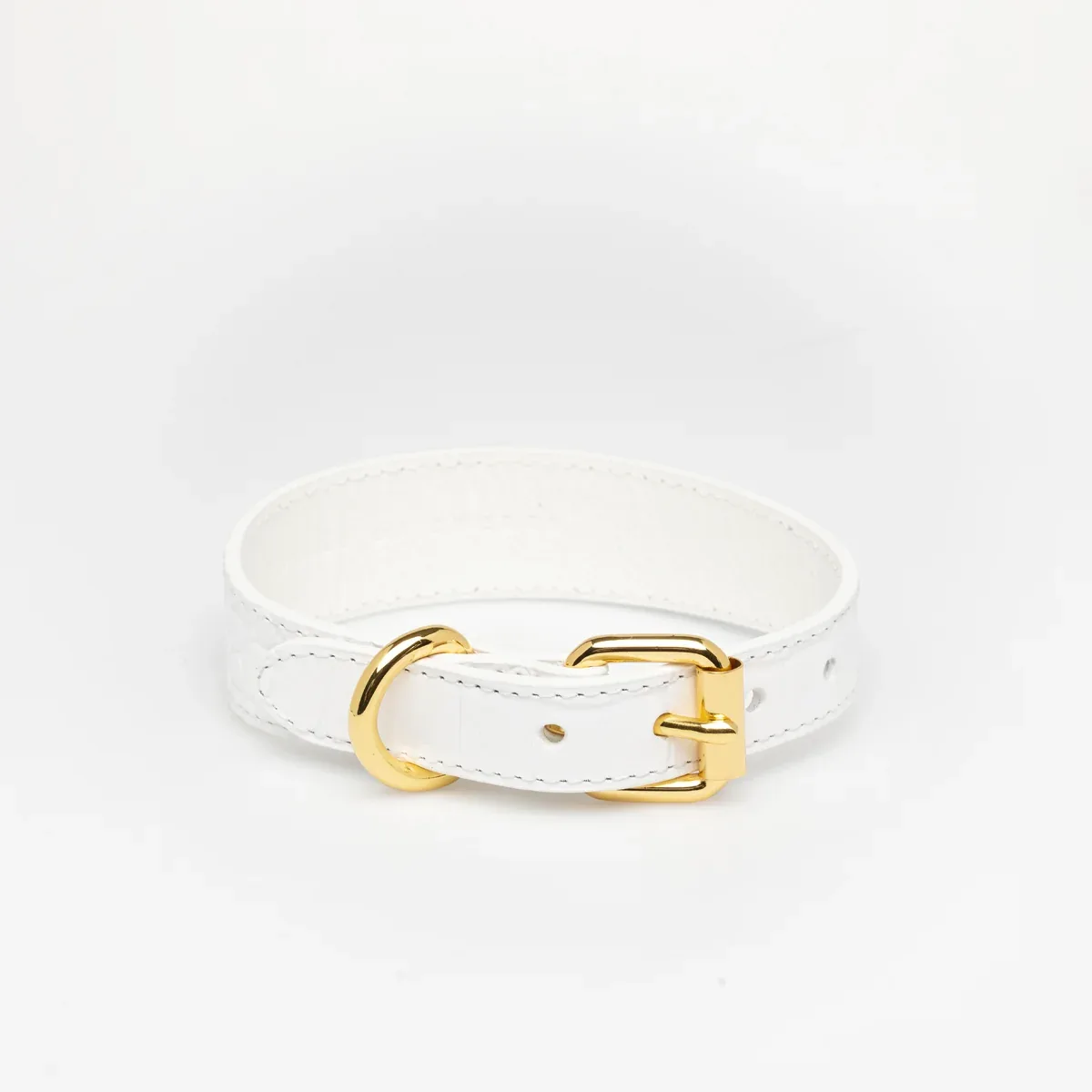 White Croco Dog Collar Thin