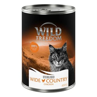Wild Freedom Adult Sterilised 6 x 400 g – viljaton resepti Wide Country Sterilised kana