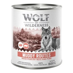 Wolf of Wilderness "Expedition" Senior 6 x 800 g Muddy Routes - Siipikarjanliha ja sianliha